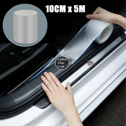 Clear Protective Film Sticker Guard for Car Door Sill, Mirror, Bumper - Carbon Fiber