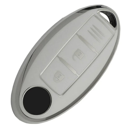 White TPU 3 Button Key Shell Cover for Nissan Qashqai Leaf (2010-2023)