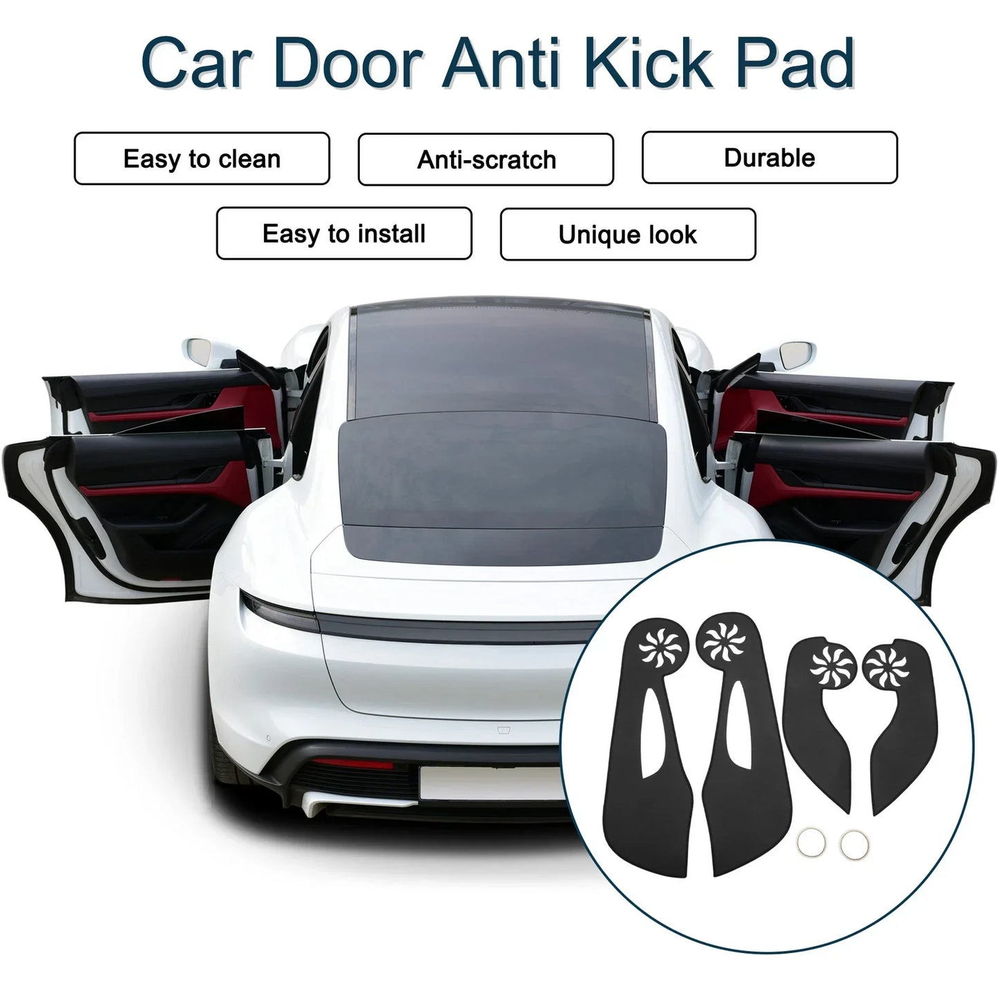 Car Door Anti Kick Pad Sticker Protector for Honda Fit (2008-2013) Black 1 Set
