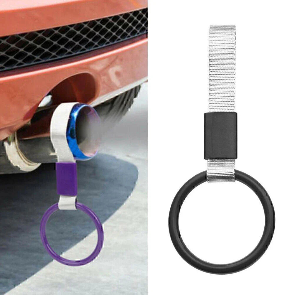 Black Round JDM Tsurikawa Ring Handle Strap for Train Bus Drift Charm