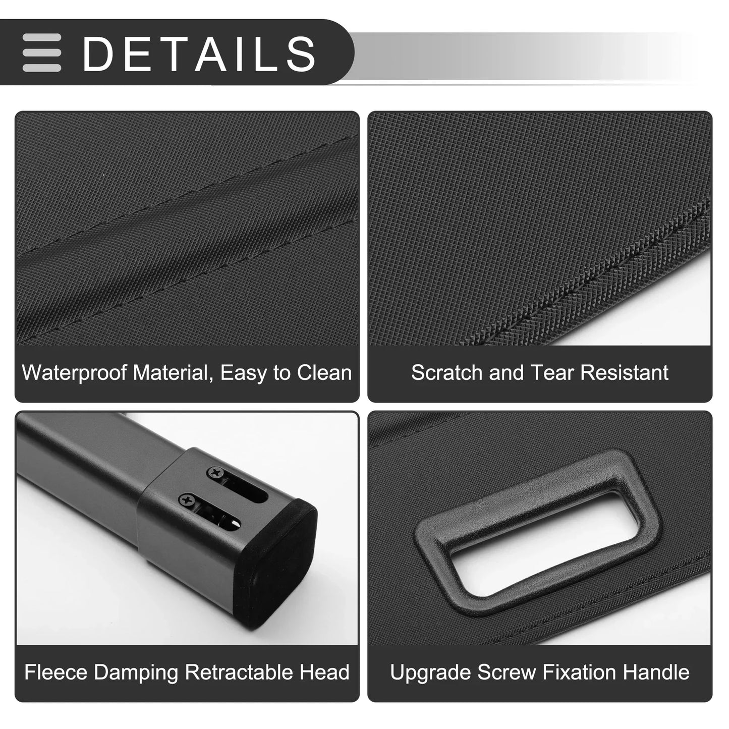 Retractable Cargo Cover for Hyundai Santa Fe Sport 2015-2018 5 Seater Gloss Black