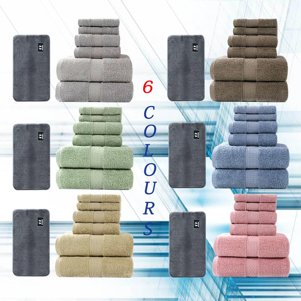 7PCS Cotton Towel Set for Home Bath Outdoor Swimming Water Park