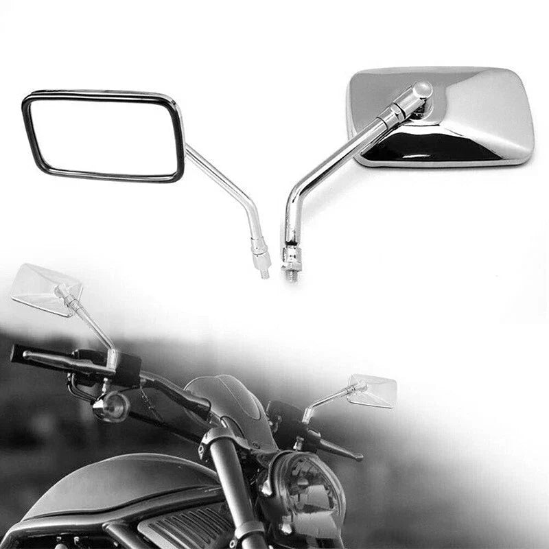 Chrome Rear View Mirrors for Honda Shadow, Kawasaki, Suzuki Boulevard