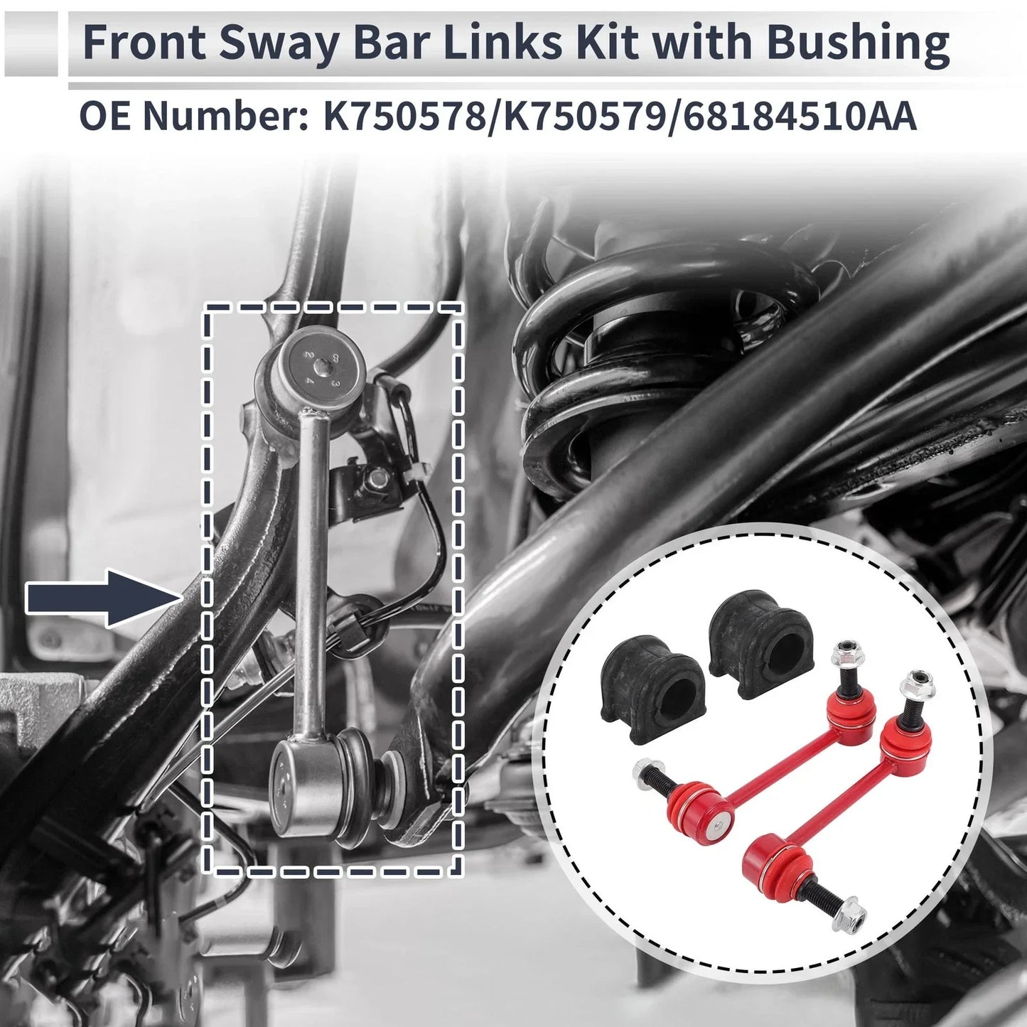 Front Stabilizer Bar Links with 2 x Bushings for Jeep Grand Cherokee (1993-2023)
